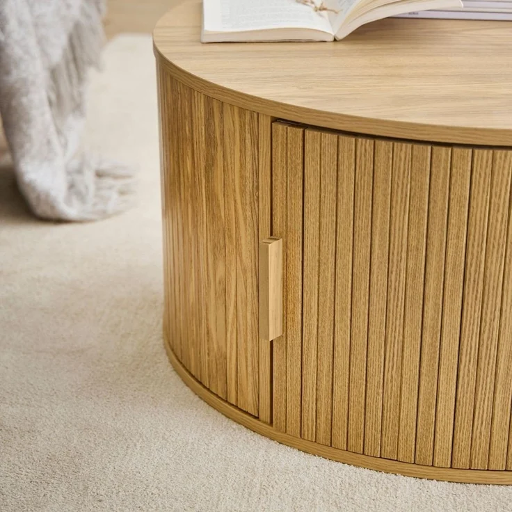 Casâme 'ERNEST' Runder Couchtisch mit Stauraum D75 cm - Helles Holz – Bild 5