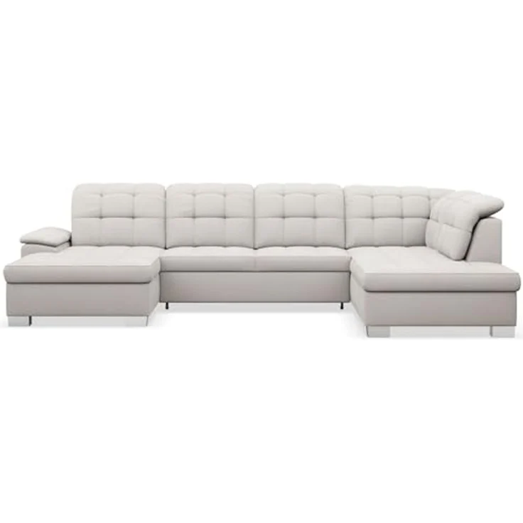 Selsey Ecksofa 330 x 212 cm U-Form Creme Modular Couch Sofa Mit Schlaffunktion Ottomane Sofa Mit Stauraum/Bettkasten verstellbare Kopfstützen Wasserabweisend, Abriebfest Linkse Seite – Bild 3