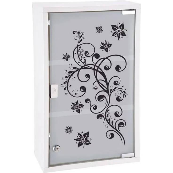 Spetebo Medizinschrank XXL Metall Medizinschrank Glastür weiß - 50x30 cm (Komplett-Set, 1-St, Schrank + Schlüssel) Abschließbar, Tablettenschrank, Medikamentenschrank – Bild 2