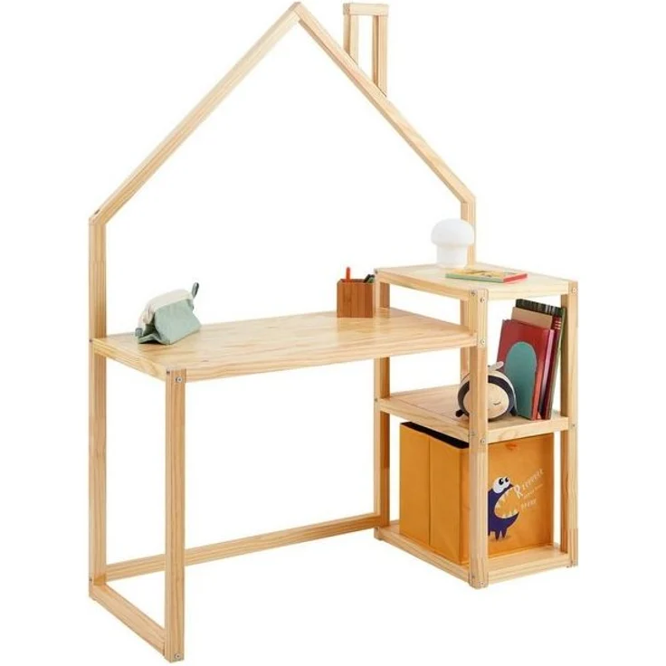IDIMEX Kinderschreibtisch NIVIA, Kinderzimmer Schreibtisch mit Regal Hausdesign, Lerntisch natur – Bild 2