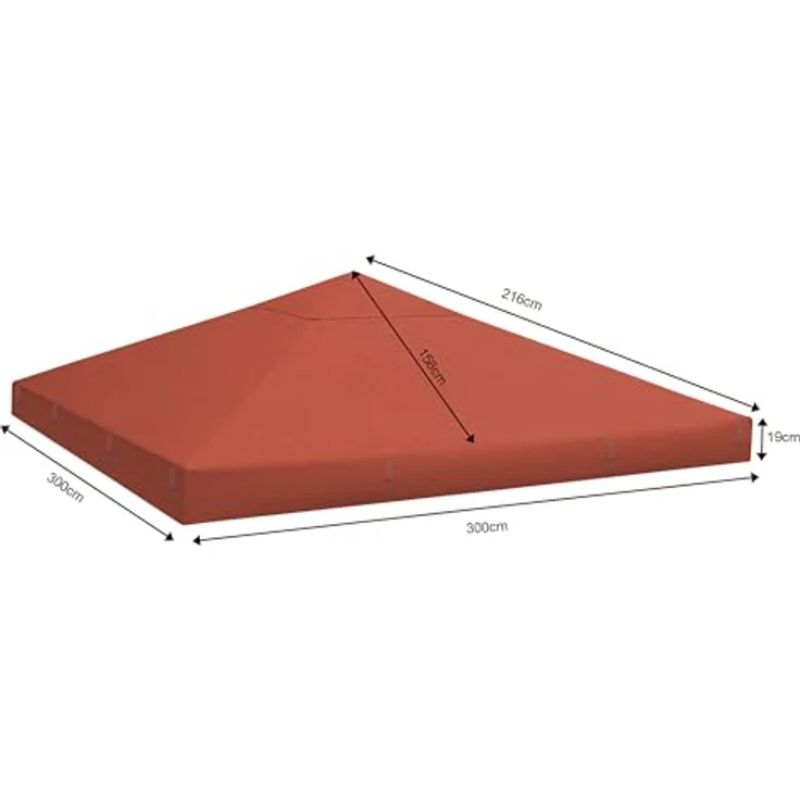 QUICK STAR Ersatzdach für Rank Pavillon 3x3m, Terra, 100% Polyester mit PVC-Beschichtung, Maße 300x300cm, inklusive Klettbänder zur Befestigung – Bild 2