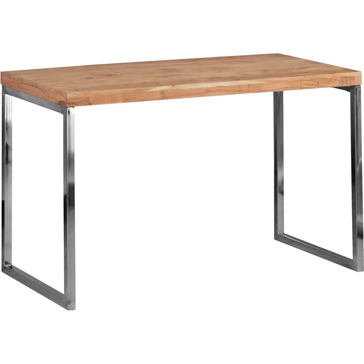 Wohnling Schreibtisch GUNA 120x60cm Akazie Massivholz Metallbeine Landhausstil Dunkelbraun