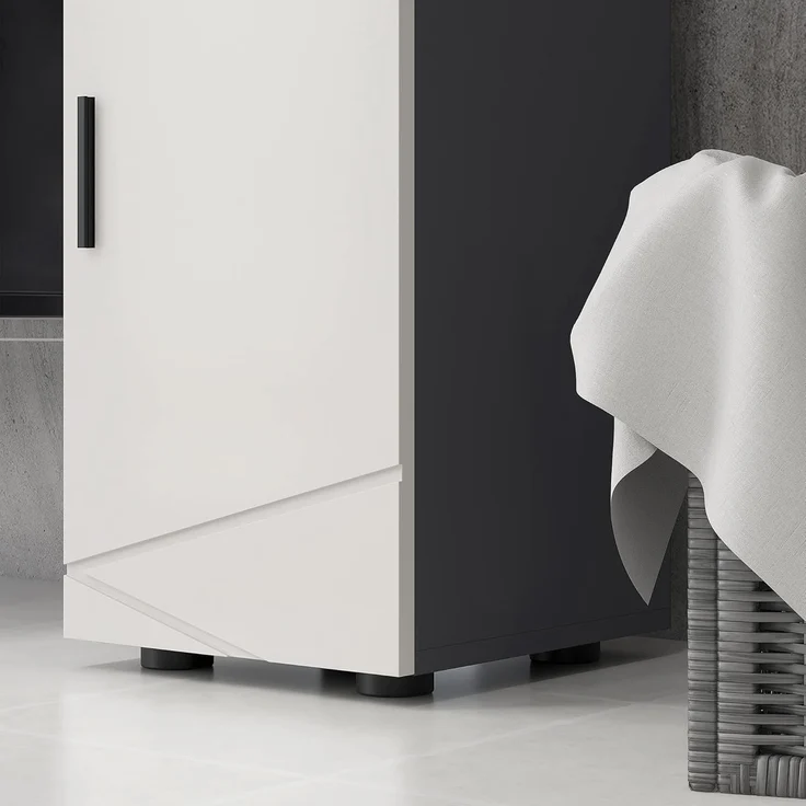 Kleankin Badkommode Badezimmerschrank mit Schublade, Verstellbar Ablagen (Badschrank, 1 St, Aufbewahrungsschrank), für Badezimmer, Wohnzimmer 30 x 30 x 82 cm Grau – Bild 9
