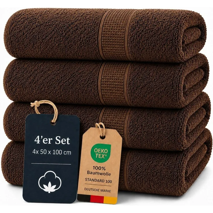 Komfortec Handtuch Set 4x Premium Handtuch Set - 50x100 cm, Frottee (4-St), 100% Baumwolle, mit Bordüre, Weich & Saugstark, Hotelqualität