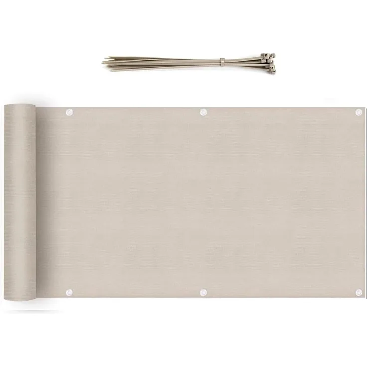 Sekey Balkon Sichtschutz Balkonabdeckung HDPE 220 g/m² Leicht Transparent Wind- und UV-Schutz Wetterfest, 120x600cm, Taupe