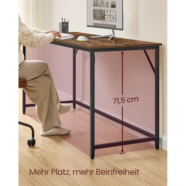 VASAGLE Tisch, Computertisch, Bürotisch, 160 x 60 x 76 cm, für Arbeitszimmer, Schlafzimmer, Wohnzimmer, vintagebraun-tintenschwarz – Bild 4