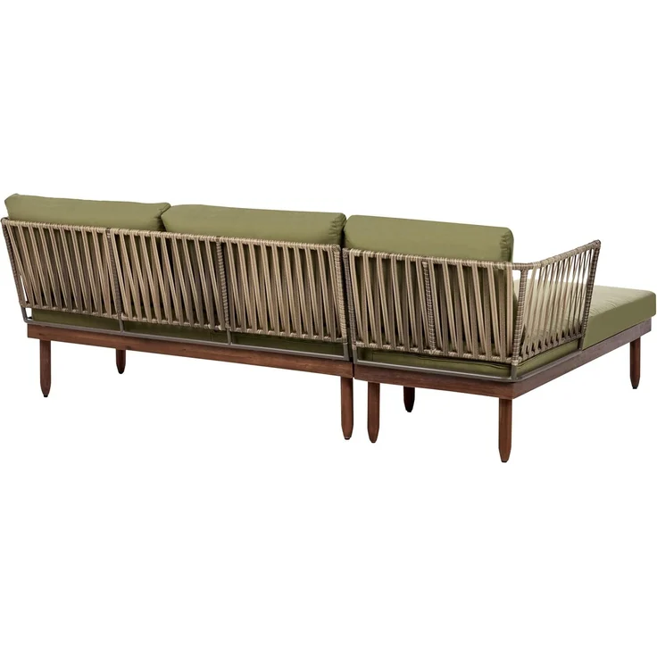 Lounge Set mit Tisch 4-Sitzer CREMONA Akazienholz Dunkelbraun Grün rechtsseitig – Bild 6