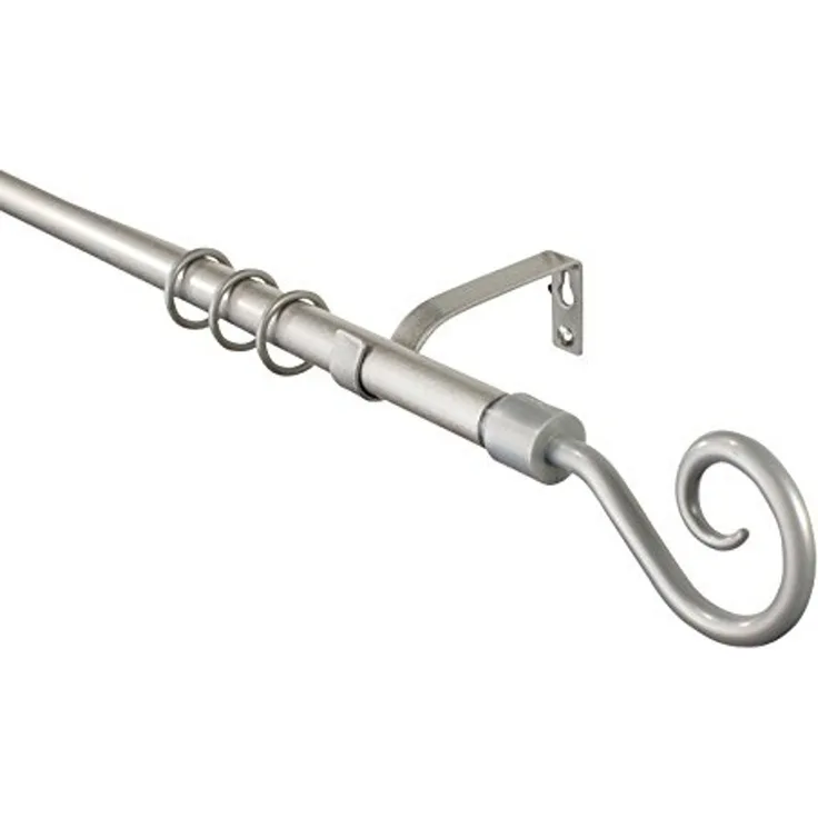 iso-design Gardinenstange silber ausziehbar 160–300 cm, Durchmesser 16/19mm, Ø 19 mm, 1-läufig, mit Bohren, Metall