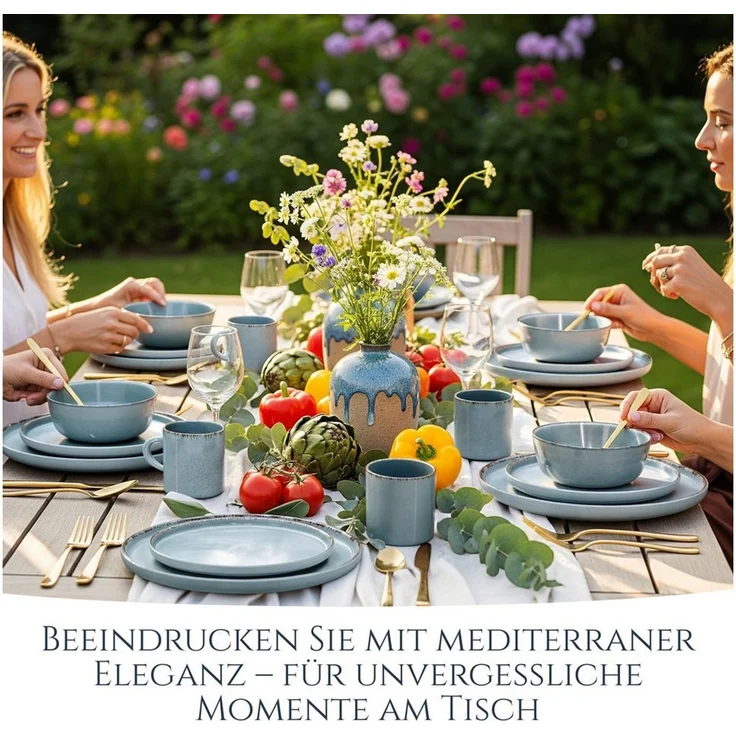 PURE LIVING INTERIOR DESIGN Geschirr-Set Tassen 6er 350ml »Rustic«, Steingut, Rauchblau (6-tlg), 6 Personen, Steingut – Bild 4
