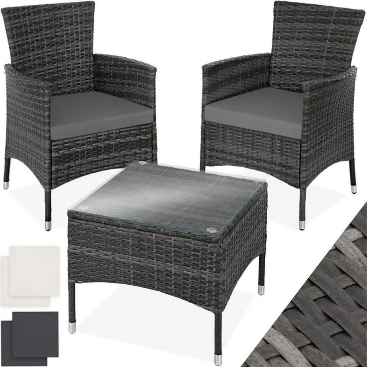 tectake Sitzgruppe Rattanset, (Set, 5-tlg), für 2 Personen – Bild 1