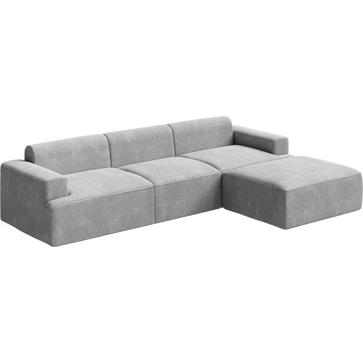 skølm 'Freki' Cloud Sofa 4 Sitzer mit Hocker, Vollschaumcouch mit Federkern und Vakuum-Kompression, kein Aufbau erforderlich, mit 3 Kissen, Cord grau – Bild 12