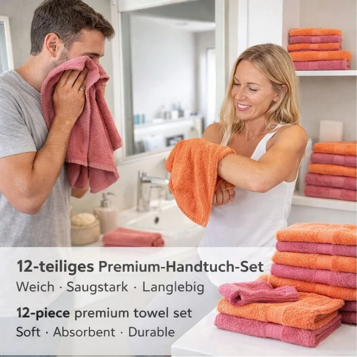 Betz Handtücher Premium Handtuch-Set 12-tlg. Duschtücher, Handtücher, Gästetücher, Baumwolle (Set, 12-St) – Bild 1