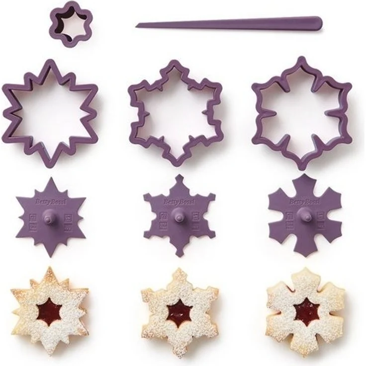 Betty Bossi Ausstechform Plätzchen Ausstecher für Spitzbuben in Schneeflockenform - 3er-Set, Kunststoff, (Set, 8-St), für Kekse und Plätzchen – Bild 4