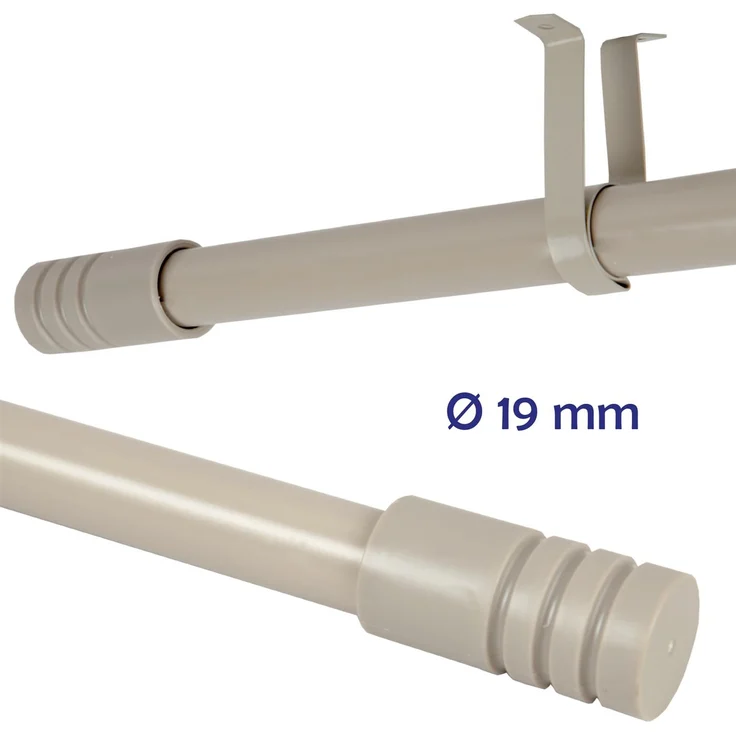 Gardinenstange "Modern" ausziehbar 115 bis 200 cm, Durchmesser 16mm/19mm - Edelstahl - Stil-Garnitur, 1-Lauf Metall Stange – Bild 3