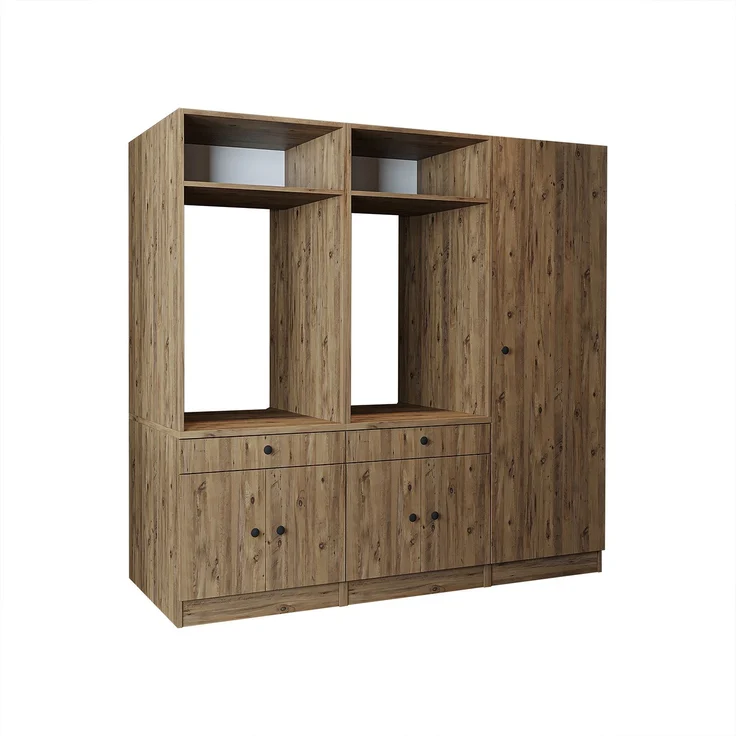Roomart Schrankwand für Waschküche & Hauswirtschaftsraum - SERIE 1 - 194 cm breit, mit Ausziehbrett & Stauraum, Waschmaschinen-Schrankkombination • Eiche – Bild 6