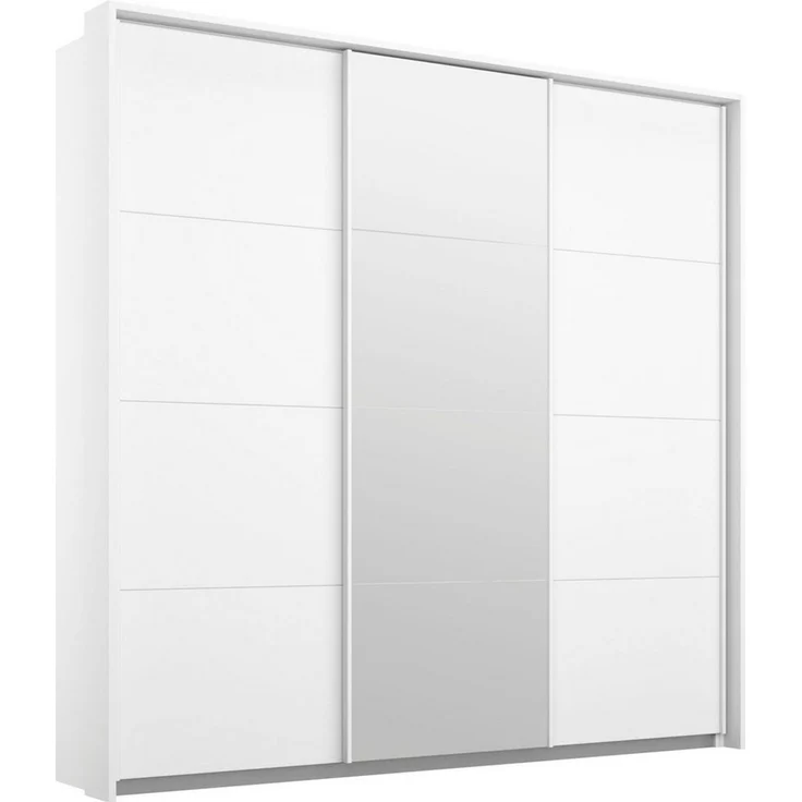 rauch Kleiderschrank Schrank Garderobe Wäscheschrank Schlafzimmerschrank Ankleide KEPAN (Höhen 213/233 cm, inkl. Passepartout, optional mit Beleuchtung) Weiß mit Spiegel 211 cm breit, inkl. Schubladeneinsatz MADE IN GERMANY – Bild 1