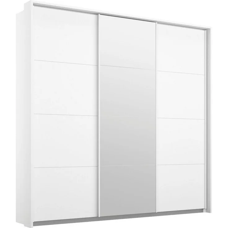 rauch Kleiderschrank Schrank Garderobe Wäscheschrank Schlafzimmerschrank Ankleide KEPAN (Höhen 213/233 cm, inkl. Passepartout, optional mit Beleuchtung) Weiß mit Spiegel 211 cm breit, inkl. Schubladeneinsatz MADE IN GERMANY