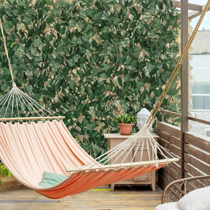 Coradoma Erweiterbarer Gitterzaun aus Weide mit künstlichem Blattwerk aus Ahornblätter – 100x200cm flexibel ausziehbar – Sichtschutz und Dekoration für Wohnzimmer, Garten, Balkon und Terrasse – Bild 6
