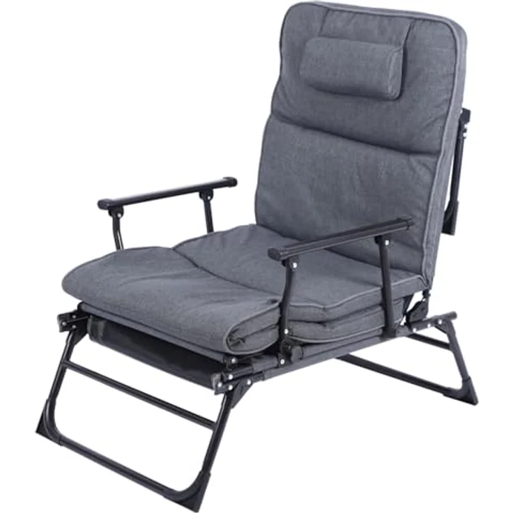 Mojawo 2 in 1 Gartenliege und Relaxsessel, wetterfester Liegestuhl mit dickem Polster und Kopfkissen, schwarz, 181 cm – Bild 4