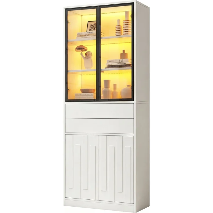 ZUBALIYA Schrank 70x34 cm mit LED-Beleuchtung mit Schubladen in Weiß, ideale Lösung für kleine Räume, robuste Verarbeitung, langlebige Materialien, einfache Selbstmontage – Bild 24