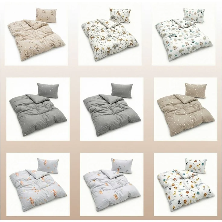 Kinder Bettdecke ohne Bezug 90x120 cm - Baumwolle Baby Decke und Kissen Set Kinderdecke 90x120 und Kopfkissen 60x40 - Bettdecken Kinderbettdecke Oeko-Tex Teddybären – Bild 2