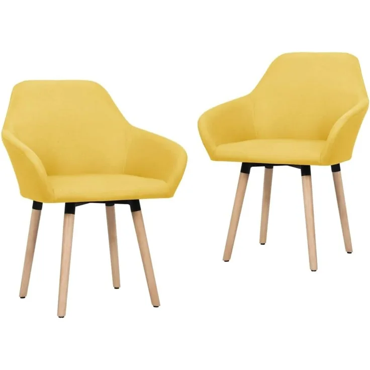vidaXL Esszimmerstühle 2 Stk. Gelb Stoff [283466]