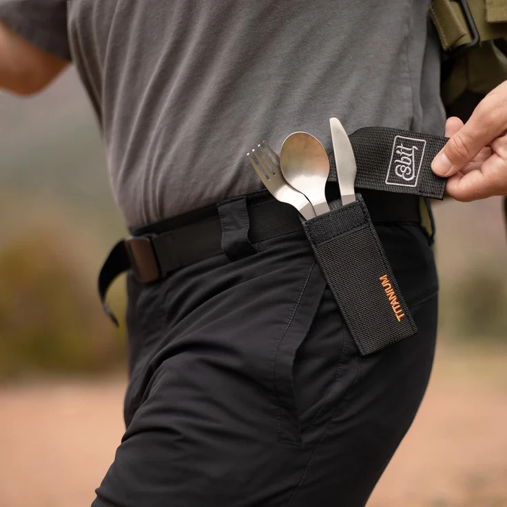 Esbit Besteck-Set Esbit Titan Besteck-Set 3-tlg. mit Karabiner und Tasche – Bild 7