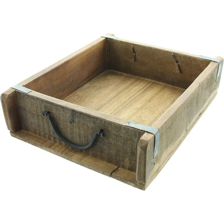 Dekoleidenschaft Dekokiste "Rustikal" aus Holz, 31x26 cm, Pflanzkasten, Aufbewahrungsbox, Dekobox, Holzkiste, Pflanzgefäß rechteckig für Küche, Wohnzimmer & Fensterbank