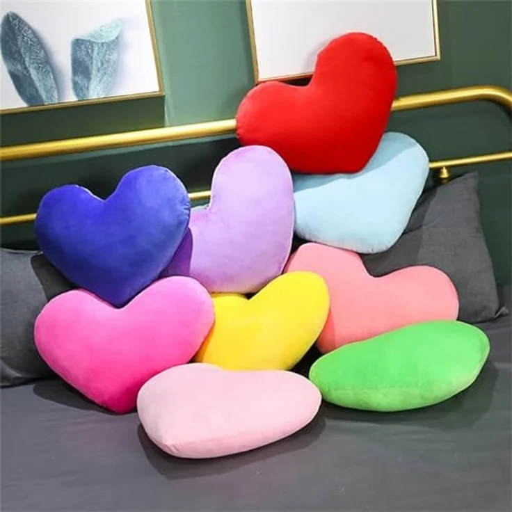 Herzkissen, Herz Kissen Kinderzimmer Decor Herzform Dekokissen Kopfkissen Kissen Zierkissen, Plüsch Kinderkissen für Kinderzimmer Sofa Dekoration (Rosa) – Bild 5