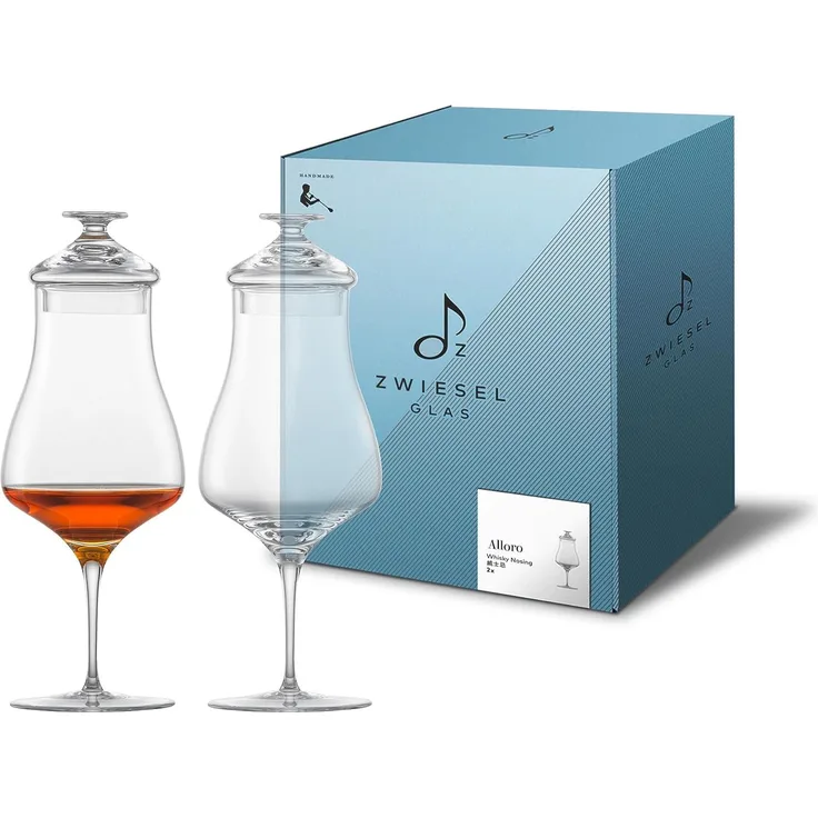 Zwiesel Glas 2 Stück Whisky Nosing Glas mit Deckel Alloro handgefertigt· spülmaschinenfest· Handwäsche 122090