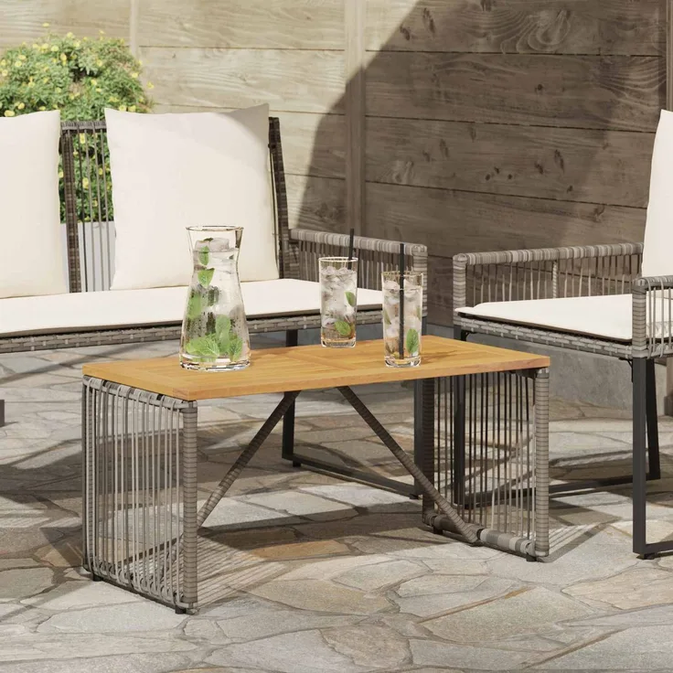 vidaXL Tisch für Outdoor Grau und Braun 80 x 40 x 40 cm Poly-Rattan 42025165