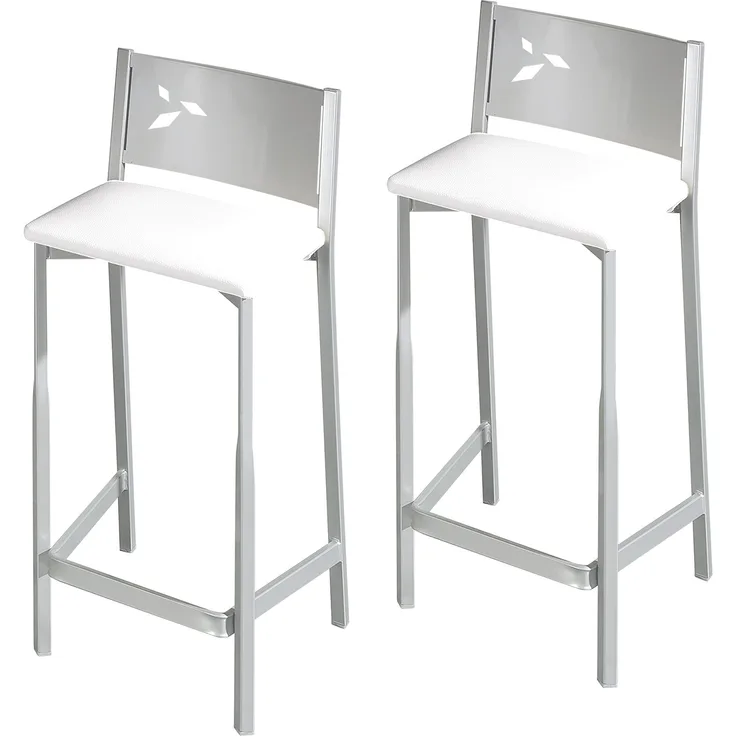 ASTIMESA Zwei Hocker für die Küche, 60 cm, Kunstleder, Weiß