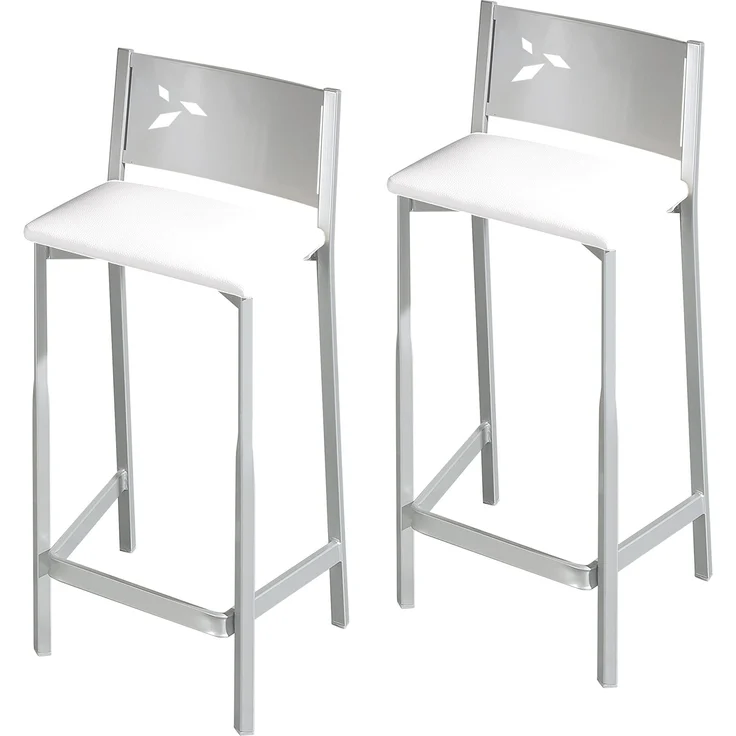 ASTIMESA Zwei Hocker für die Küche, 60 cm, Kunstleder, Weiß