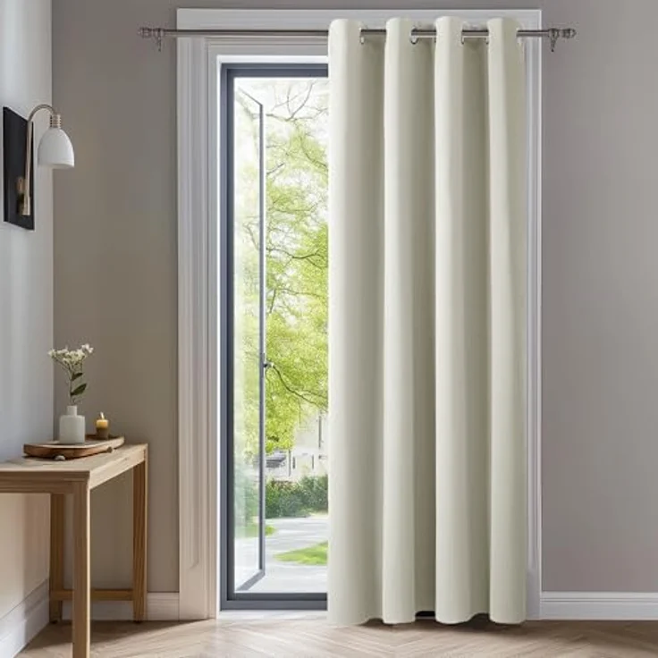Deconovo Blickdichte Dicke Gardinen mit Ösen für Schlafzimmer Hellbeige | 1 Stück, H280 x B140 cm, Thermogardinen Kälteschutz, Hitzeschutz, Verdunkelnd, Sichtschutz, Ösenschal, Blackout Curtain – Bild 1