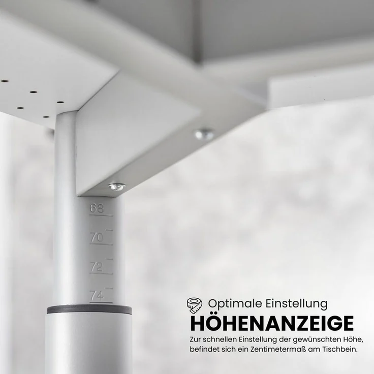 bümö Schreibtisch Serie-Y höhenverstellbar, Rechteck: 180 x 80 cm - Dekor: Grau - Gestell: Graphit – Bild 3