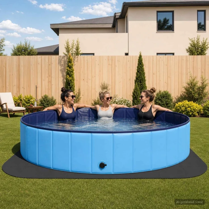 vidaXL Pool Bodenschutzmatte 49 stk. Ø 408 cm Rund EVA-Schaum Schwarz 42042642 – Bild 1