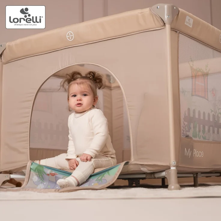 Lorelli Reisebett My Place Dach Fenster faltbar Matratze Schlupfloch Tragetasche grau – Bild 7