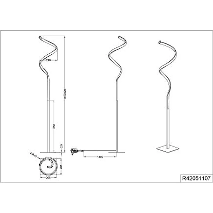 Reality Leuchten LED Stehleuchte Course R42051107, Metall Nickel Matt, Acryl weiß, inkl. 11 Wat LED, Sensor Dimmer – Bild 3