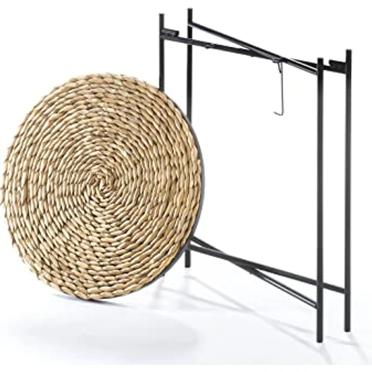 Kobolo Beistelltisch Dekotisch COFFEE aus Seegras und Metall (schwarz und natur, 1-St, Gestell und Tablett) – Bild 4