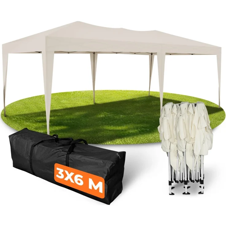 Kronenburg Faltpavillon wasserdicht Pavillon, Gartenzelt, 3x6 m - mit UV Schutz 50+, Champagner – Bild 1