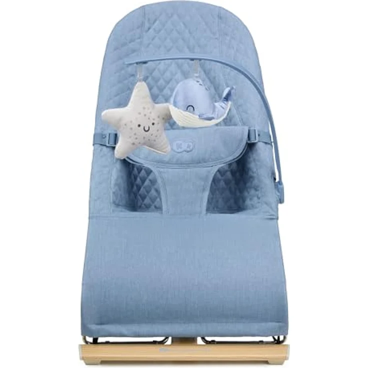 Kinderkraft MIMI NORDIC BREEZE Babywippe, Spielbügel mit 2 Spielzeuge, verstellbare Rückenlehne, Weiches Material, Minimalistische Skandinavisches Design, Zusammenklappbar, Blue – Bild 7
