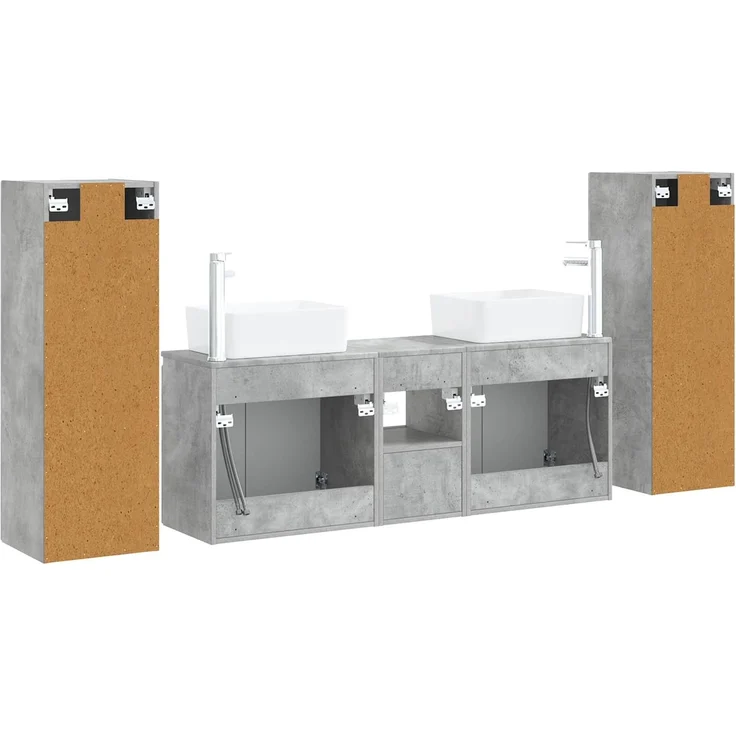 vidaXL Badezimmerschrank-Set 5 stk. Betongrau 136 x 35 x 80 cm 3405996 – Bild 7