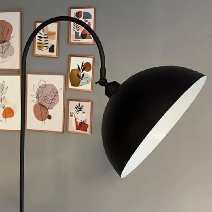Bamyum Stehlampe Moderne Stehlampe aus Metall mit E27, verstellbarer Lampenschirm, ohne Leuchtmittel, E27, verstellbarer Lampenschirm, Stehluchte mit Ablage – Bild 5