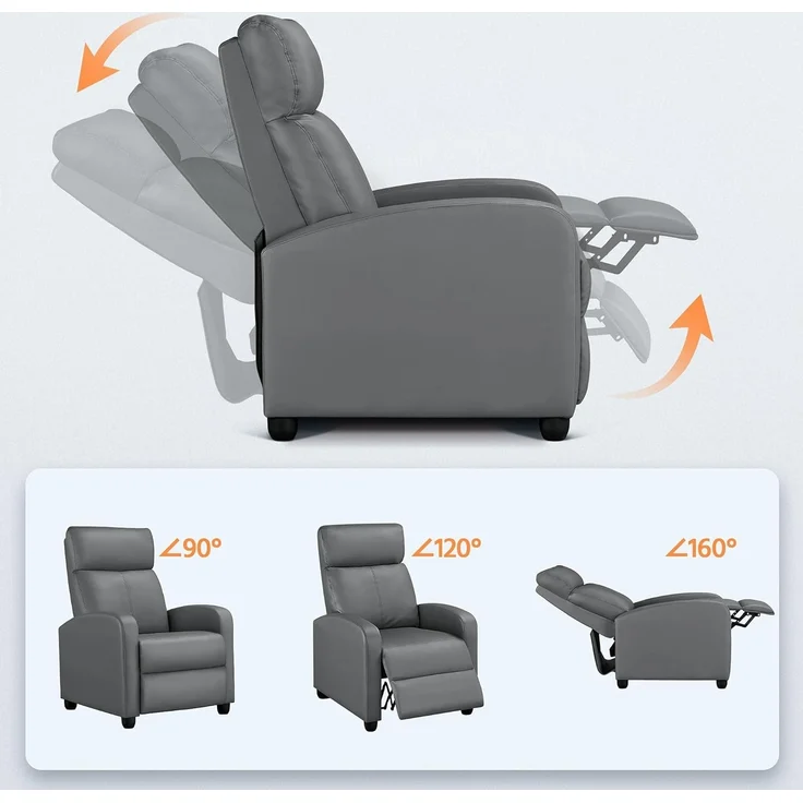 Yaheetech Relaxsessel Fernsehsessel Ruhesessel mit Liege-Funktion und Verstellbarer Beinablage Recliner Einzelsofa Kunstleder – Bild 5