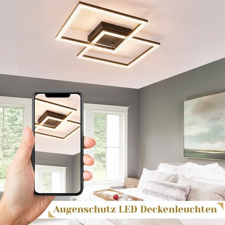 Nettlife LED Deckenleuchte Wohnzimmer Schwarz Deckenlampe LED 18/24W, LED fest integriert, Warmweiß, Flur Küche – Bild 1