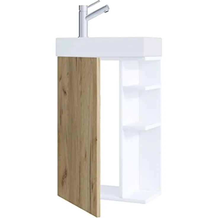 VCM Badmöbelset Lumia, 2-tlg. Gäste WC Set mit Waschbeckenunterschrank und Keramikwaschbecken, schmal, 70 x 40 x 22 cm – Bild 4