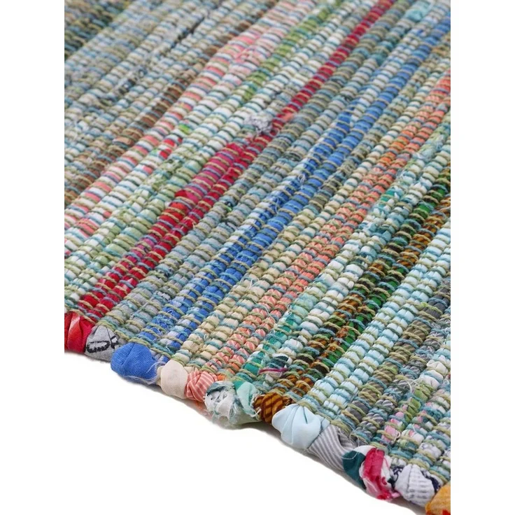 carpetfine 'Kelim Chindi' Teppich, Wendeteppich, rechteckig, Höhe: 6 mm, handgewebt, mit Fransen, Grün, 200x250 cm – Bild 4