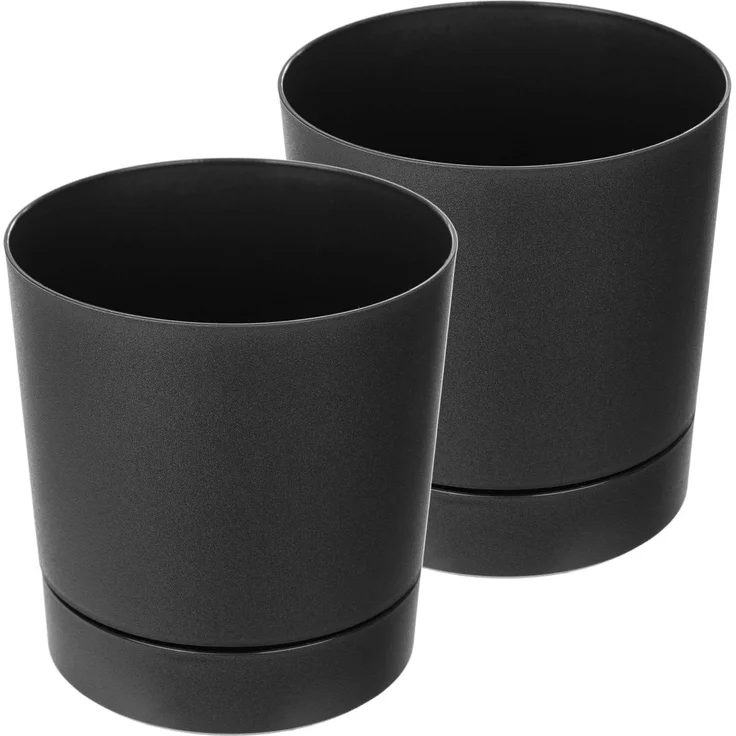 KADAX Blumentopf mit Ständer AURA 145 recycelt - schwarz 2er-Pack – Bild 3