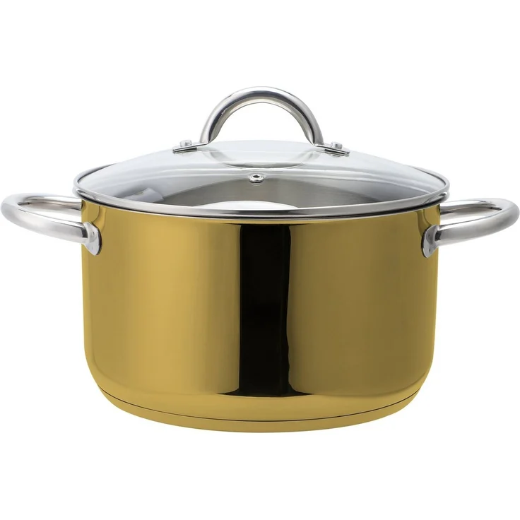 ECHTWERK Topf-Set Gold-Edition, Edelstahl 18/8 (Set, 8-tlg, je 1 Kochtopf 16/20/24 cm, Kasserolle 16 cm, Bratpfanne 24 cm), für alle Herdarten geeignet, Induktion – Bild 2