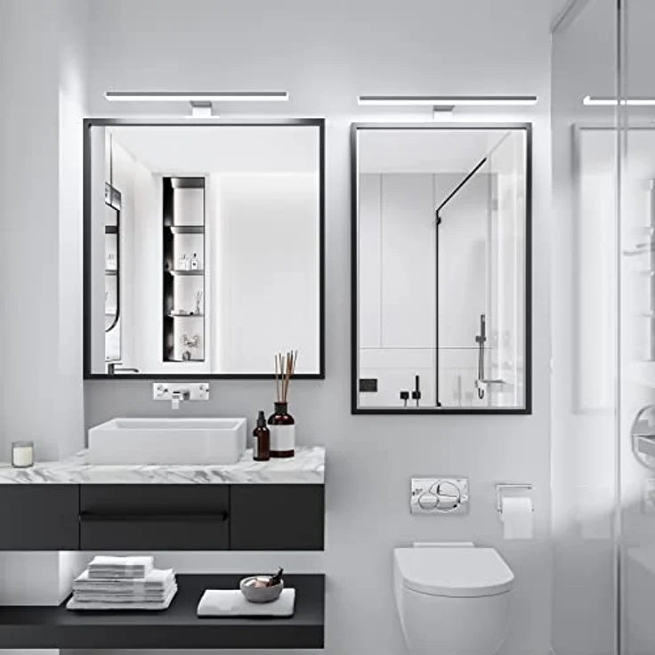 Aourow LED Spiegelleuchte Bad 10W,40CM 820LM Spiegelleuchte mit Schalter und Stecker,Kaltes Weiß 6500K Spiegellampe Badezimmer IP44 Wasserdicht 230V Badlampe Spiegel für Spiegelschrank KLASSE II – Bild 7